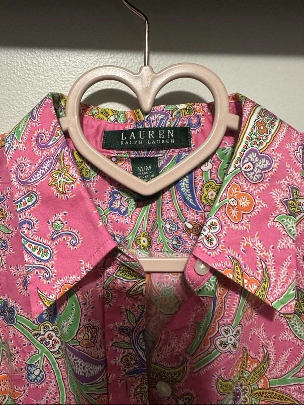 Ralph Lauren Pink Paisley Collared Button-Down Shirt - Picture 2 of 3